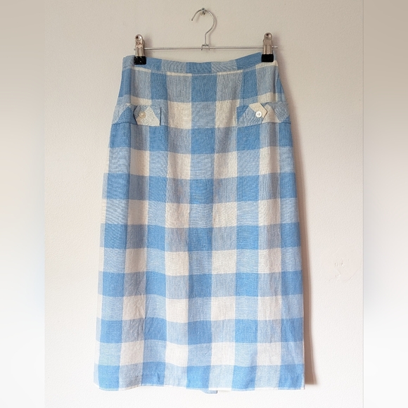 Vintage 1940s/1950s blue gingham pencil skirt - Picture 1 of 5